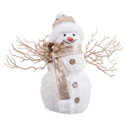 Kerstversiering Wit Goud Sneeuwpop 24 x 16 x 28 cm