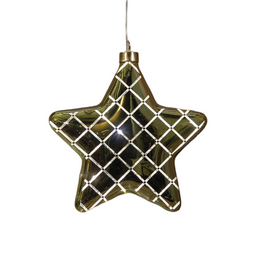 Anna's Collection - Kersthanger ster glas diamant patroon 10led warm wit op batterij met timer 19...