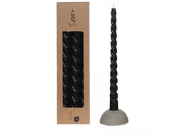 Hortus - Twisted candles set 3 st, black