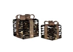 Anna's Collection - Cadeaudoos 20led en 30led op batterij met timer set van 2 15x15x17 cm en 20x2...