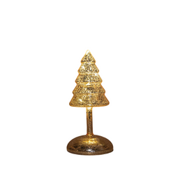Anna's Collection - Kerstboompje op stam glas led op batterij met timer h20.5 cm mercury goud