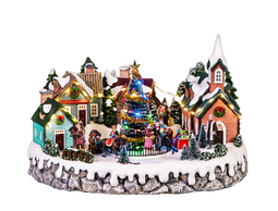 Oosterik Home - Kerstdorp Met Verlichte Kerstboom