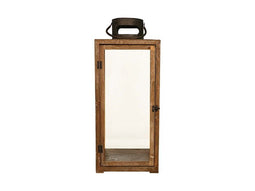 Buitengewoon de Boet - Vierkante houten lantaarn met glas, l