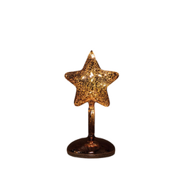 Anna's Collection - Ster op stam glas led op batterij met timer h19 cm mercury bruin