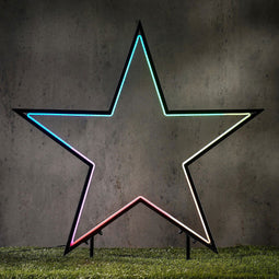 Luca - Garden d light neon tuinsteker ster zwart RGB connectable IP44 timer afstandsbediening l12...