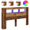 Hoofdeinde met LED 160x18,5x103,5 cm bewerkt hout oud hout