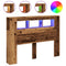 Hoofdeinde met LED 140x18,5x103,5 cm bewerkt hout oud hout