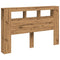 Hoofdeinde met LED 160x18,5x103,5 cm hout artisanaal eikenkleur