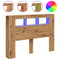 Hoofdeinde met LED 140x18,5x103,5 cm hout artisanaal eikenkleur