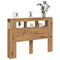 Hoofdeinde met LED 140x18,5x103,5 cm hout artisanaal eikenkleur