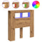Hoofdeinde met LED 100x18,5x103,5 cm hout artisanaal eikenkleur