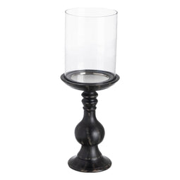 Kaarshouder Zwart Hout Kristal 20 x 20 x 53 cm