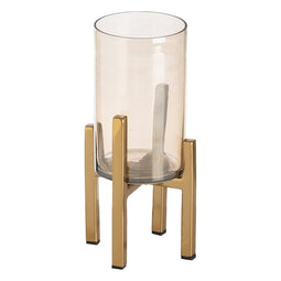 Kaarshouder Gouden Kristal Staal 10 x 10 x 18 cm