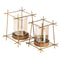 Kaarshouder Bruin Gouden Hout Kristal Staal 20 x 20 x 23 cm