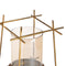 Kaarshouder Bruin Gouden Hout Kristal Staal 20 x 20 x 23 cm