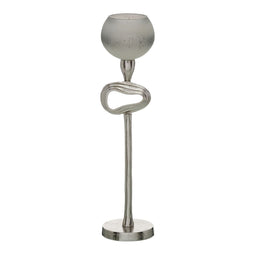 Kaarshouder Grijs Zilverkleurig Aluminium Kristal 11 x 11 x 48 cm