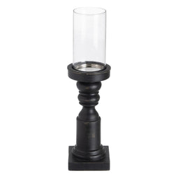 Kaarshouder Zwart Hout Kristal 12 x 12 x 47 cm