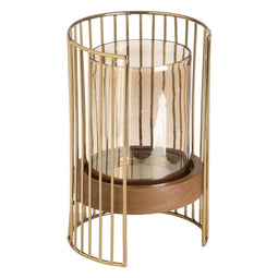 Kaarshouder Bruin Gouden Hout Kristal Staal 15 x 15 x 23 cm