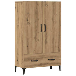 Hoge kast 70x31x115 cm bewerkt hout artisanaal eikenkleur