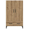 Hoge kast 70x31x115 cm bewerkt hout artisanaal eikenkleur