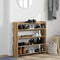Schoenenrek 80x25x81 cm bewerkt hout artisanaal eikenkleur