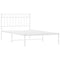 Bedframe met hoofdbord metaal wit 100x200 cm