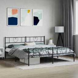 Bedframe met voetbord zonder matras metaal zwart 180x200 cm
