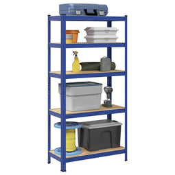 Opbergrek 5-laags staal & bewerkt hout blauw