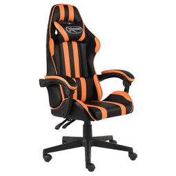 Racestoel kunstleer zwart en oranje