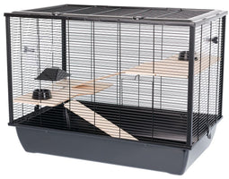 INTER-ZOO Hugo Wood black - kooi voor knaagdieren - 78 x 48 x 58cm