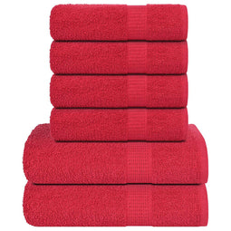 6-delige Handdoekenset 360 g/m 100% katoen rood