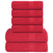 6-delige Handdoekenset 360 g/m 100% katoen rood