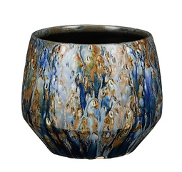 Mica Decorations - Harris pot rond blauw h14xd16,5cm