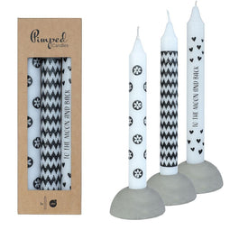 Hortus - Pimped kaarsen to the moon white & black, 3 st.
