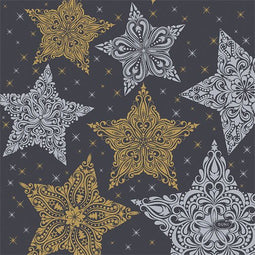 Duni - Servet l33b33 cm snowstars blck 20st