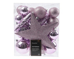 Decoris - Kerstbal plc mix plus piek 33st lila