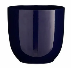 Mica Decorations - Tusca pot rond d.blauw glanzend h13xd13,5cm