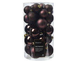 Decoris - Kerstbal plastic d6 cm z.trffl 30st
