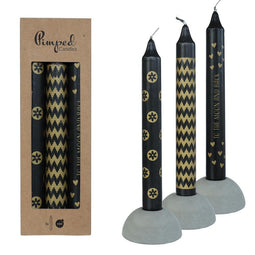 Hortus - Pimped kaarsen to the moon black & gold, 3 st.