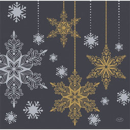 Duni - Servet l40b40 cm snowstars blck 12st
