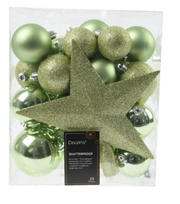 Decoris - Kerstbal plc mix plus piek 33st g.thee