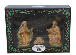 Euromarchi - Stal met 3 kerststalfiguren 10 cm