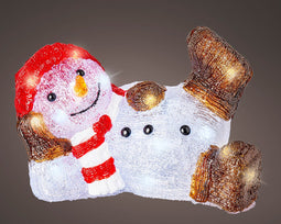 Lumineo - LED sneeuwpop l31.5b18h20 cm koel wit kerstverlichting