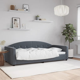 Slaapbank 90x200 cm fluweel donkergrijs