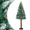 Kerstboom met echt hout en sneeuw smal 210 cm groen