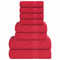 8-delige Handdoekenset 360 g/m 100% katoen rood