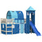 Gordijnen voor hoogslaper met tunnel en toren blauw
