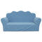 Kinderbank 2-zits zacht pluche blauw
