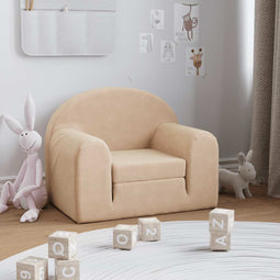 Kinderslaapbank zacht pluche crmekleurig