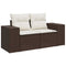 Tuinbank 2-zits met kussens poly rattan bruin